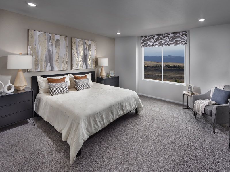 Furnished interior in a model home at Buffalo Highlands: The Flora Collection in Commerce City (Image 6). Furnished interior in a model home at Buffalo Highlands: The Flora Collection in Commerce City (Image 6).