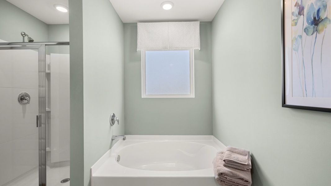 Furnished interior in a model home at Shoal Creek in Hampton (Image 29).