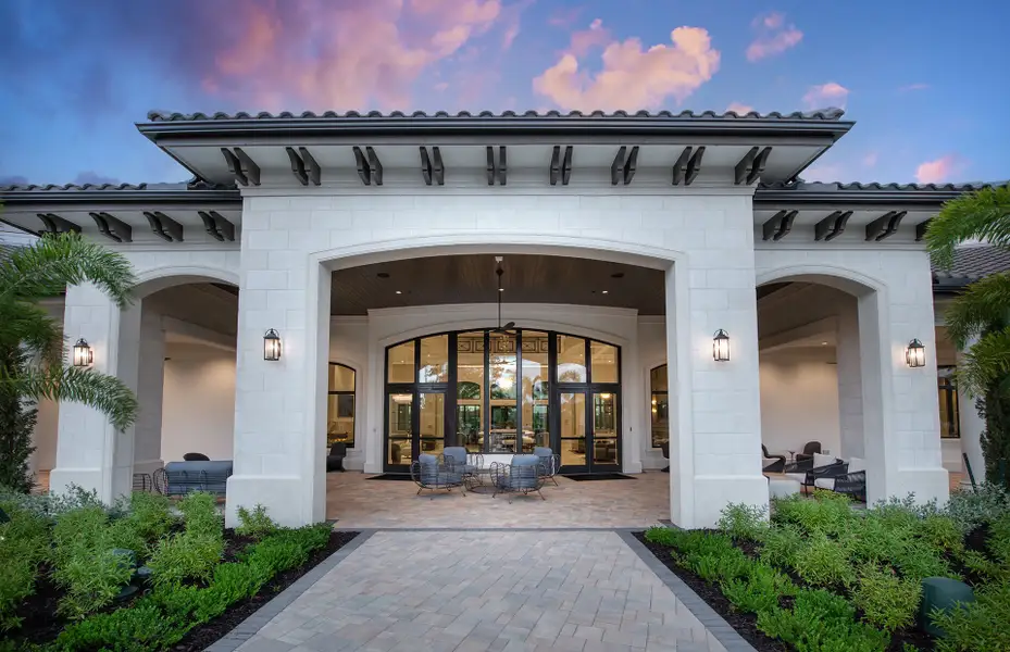 Clubhouse in resort lifestyle community with modern homes for sale in Naples, FL