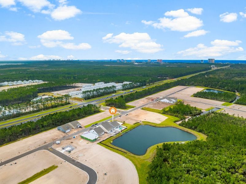 Aerial view of the Salt Grass at Ward Creek community in Panama City Beach, FL, showing layout and nearby surroundings (Image 15). Aerial view of the Salt Grass at Ward Creek community in Panama City Beach, FL, showing layout and nearby surroundings (Image 15).