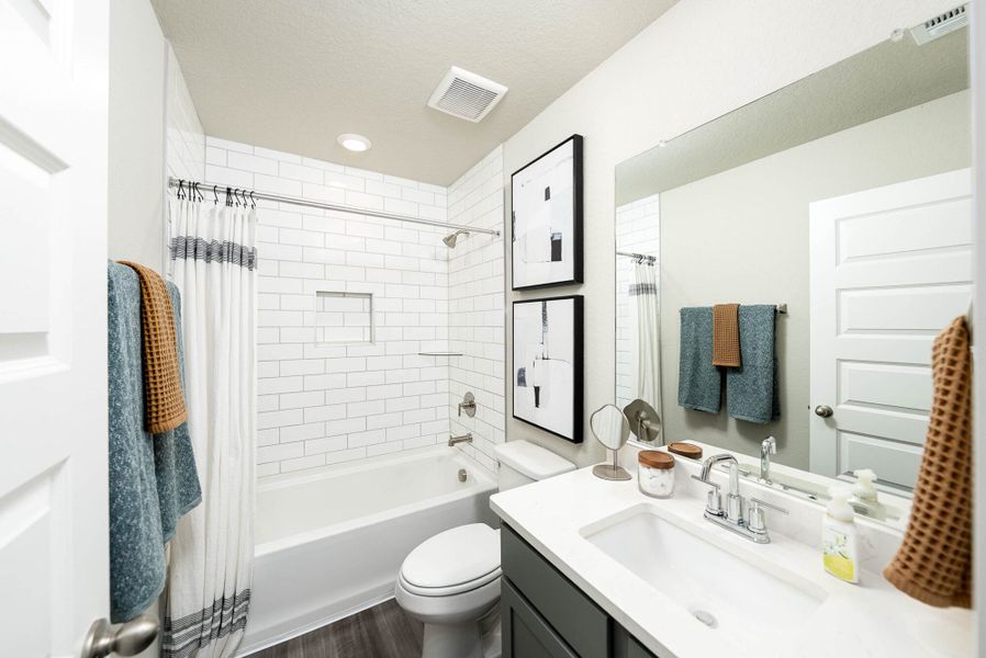 Furnished interior in a model home at August Fields in New Braunfels (Image 39).