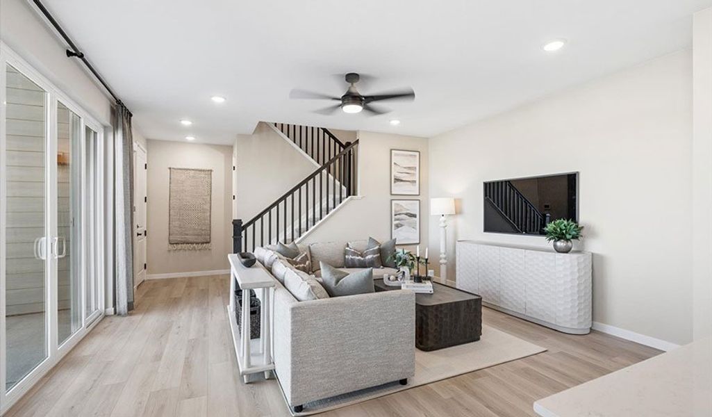 Furnished interior in a model home at The Duos at Looking Glass in Parker (Image 40).