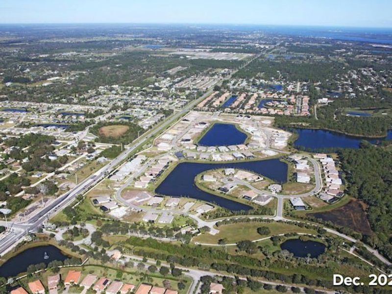 Aerial view of the Bent Pine Preserve community in Vero Beach, FL, showing layout and nearby surroundings (Image 28).