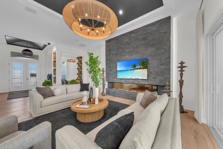Furnished interior in a model home at Hampton Lakes in Sarasota (Image 140).