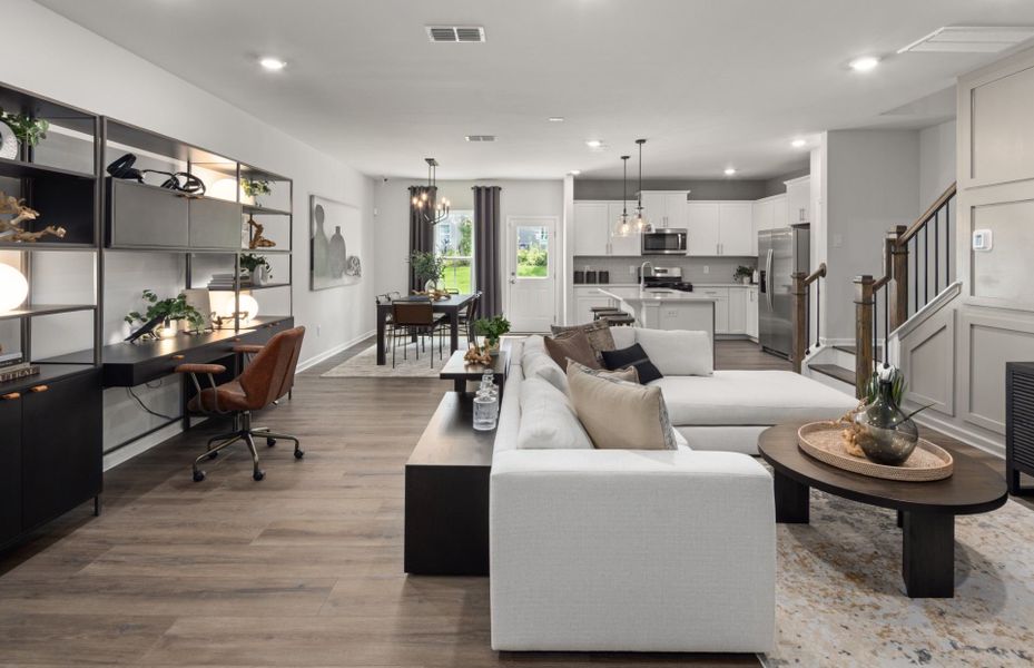 Poets Walk new home construction community in Whitsett, NC with connected kitchen and dining