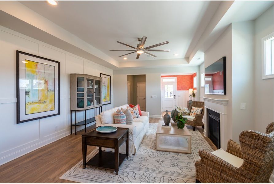Furnished interior in a model home at The Walk at East Village in Clayton (Image 38). Furnished interior in a model home at The Walk at East Village in Clayton (Image 38).