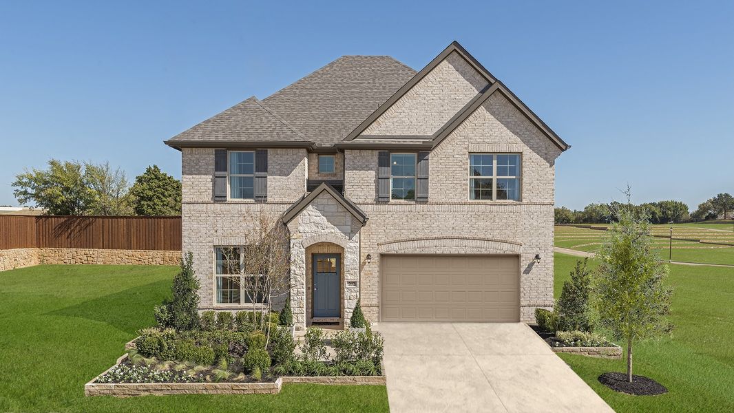 Front exterior of a home in the Saratoga: Fields 40' community, located in Aubrey, TX (Image 1).