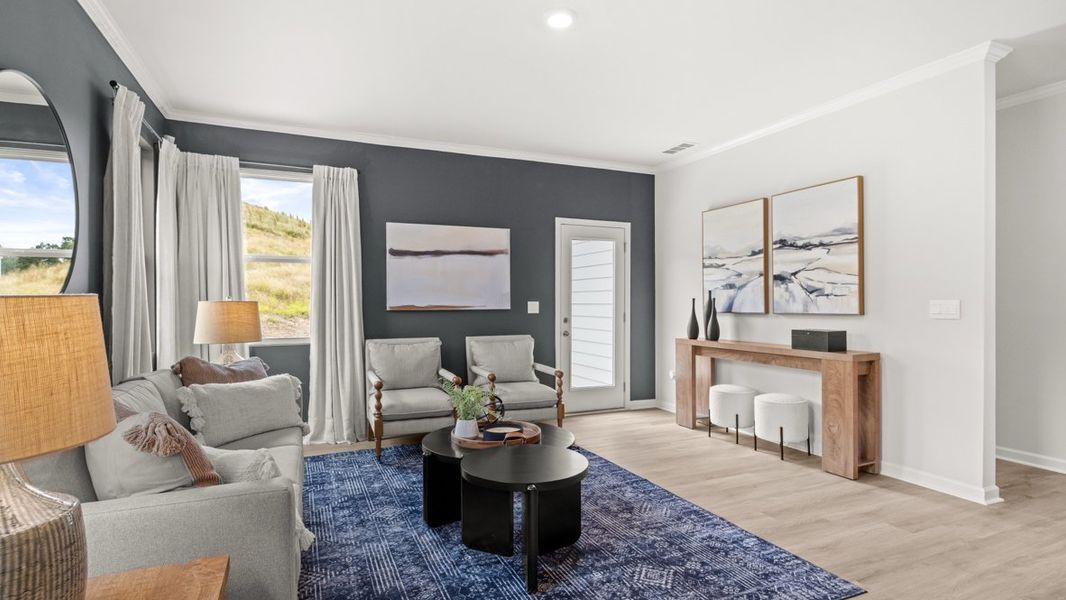 Furnished interior in a model home at Sheffield Highlands in Dallas (Image 22).