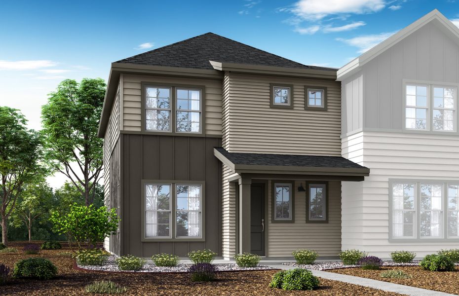 Front exterior of a home in the Westside Crossing Townhomes community, located in Berthoud, CO (Image 1). Front exterior of a home in the Westside Crossing Townhomes community, located in Berthoud, CO (Image 1).