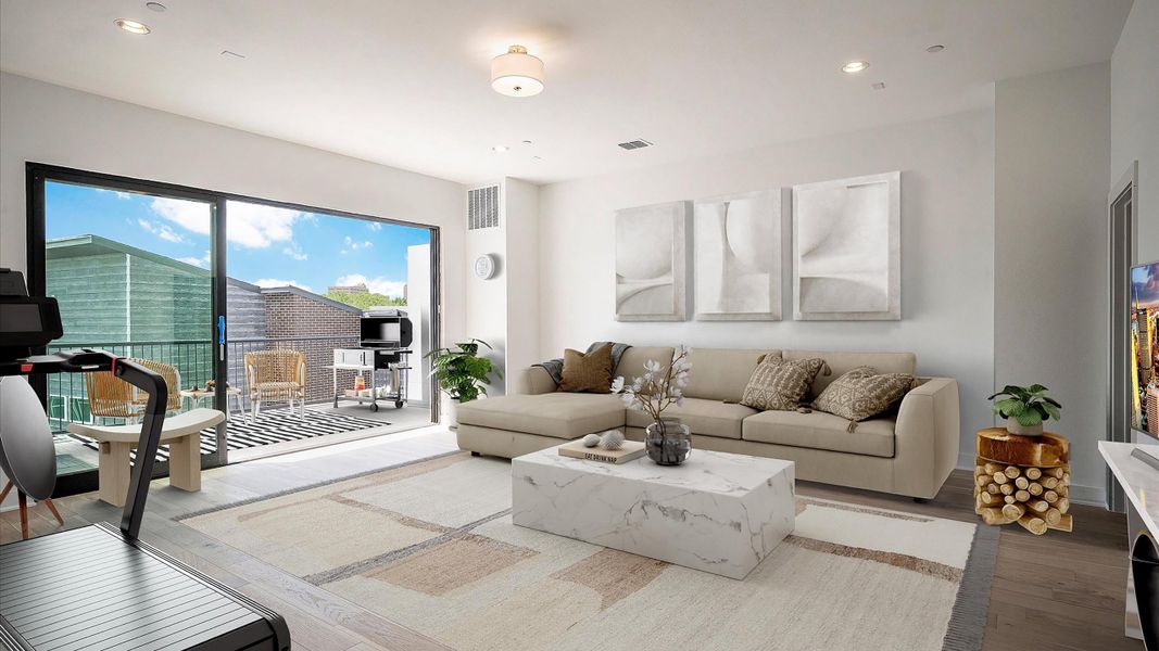 Furnished interior in a model home at Trinity Bluff in Dallas (Image 24).