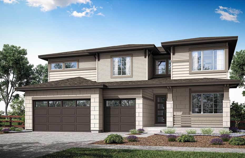 Front exterior of a home in the Ensemble at The Aurora Highlands community, located in Aurora, CO (Image 8).