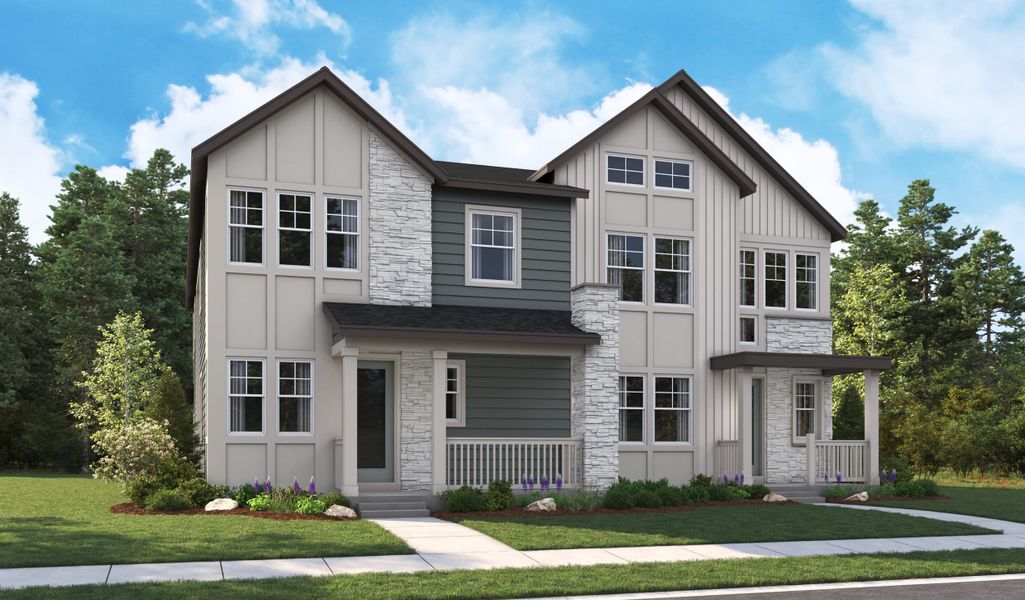 Front exterior of a home in the The Duos at Parkdale community, located in Erie, CO (Image 2).