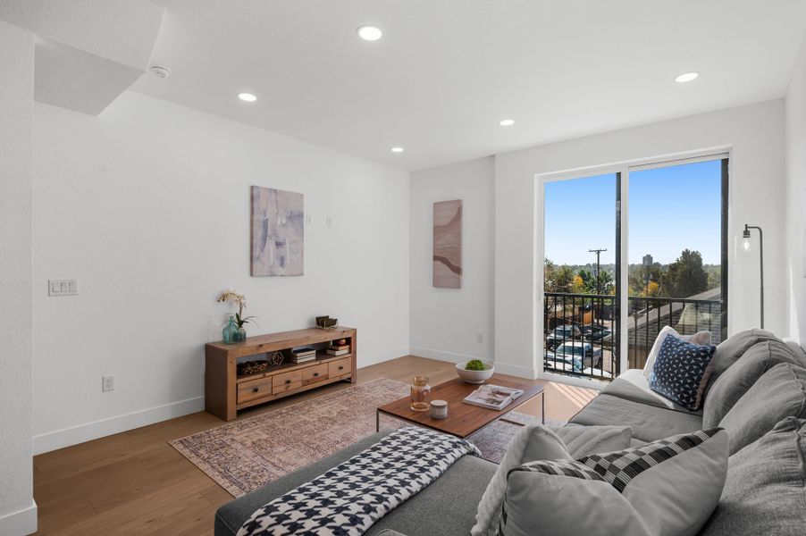 Furnished interior in a model home at Sloan's View Townhomes in Denver (Image 9). Furnished interior in a model home at Sloan's View Townhomes in Denver (Image 9).