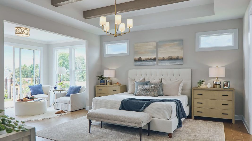 Furnished interior in a model home at The Courtyards at Hodges Farm in Charlotte (Image 26).
