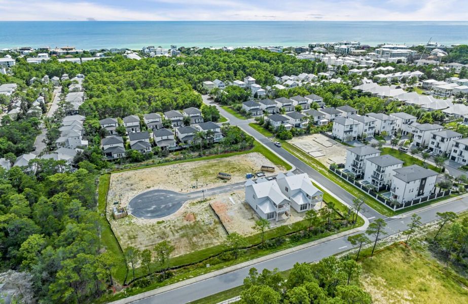 Aerial view of the Pearl Place community in Santa Rosa Beach, FL, showing layout and nearby surroundings (Image 6).