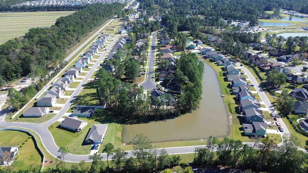 Aerial view of the Heron Pointe community in Myrtle Beach, SC, showing layout and nearby surroundings (Image 1).