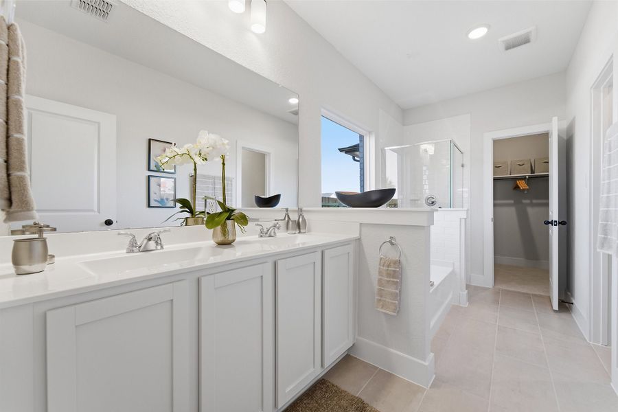 Furnished interior in a model home at Notting Hill in Converse (Image 42).