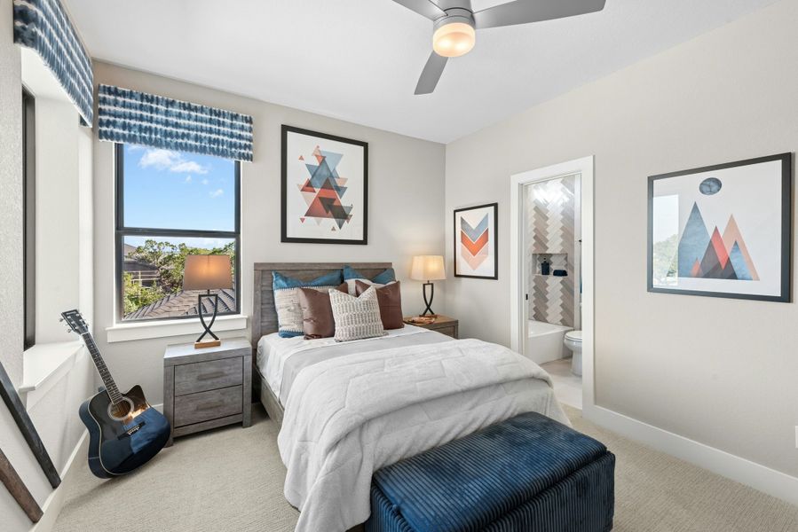 Furnished interior in a model home at Caliterra in Dripping Springs (Image 58).