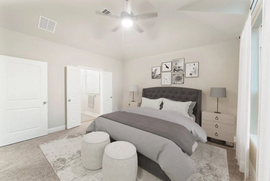 Furnished interior in a model home at Gatherings® at Chambers Creek: Duets in Willis (Image 11).