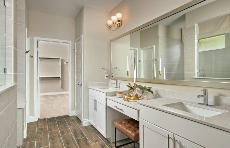 Furnished interior in a model home at The Overlook at Creekside in New Braunfels (Image 18).