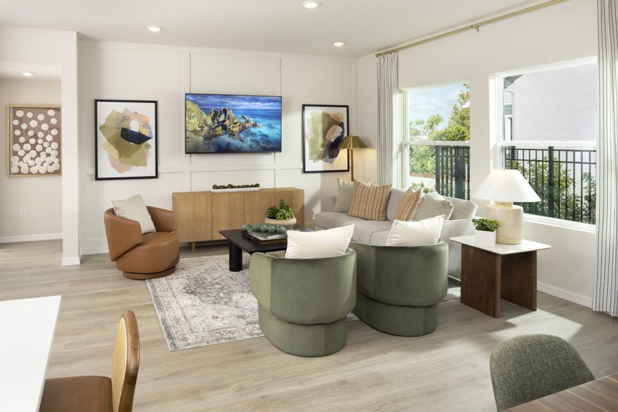 Furnished interior in a model home at Waterset Bungalow Series in Apollo Beach (Image 10).