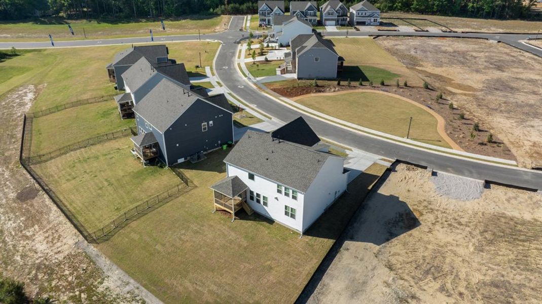 Aerial view of the Kalas Falls community in Wake Forest, NC, showing layout and nearby surroundings (Image 14).