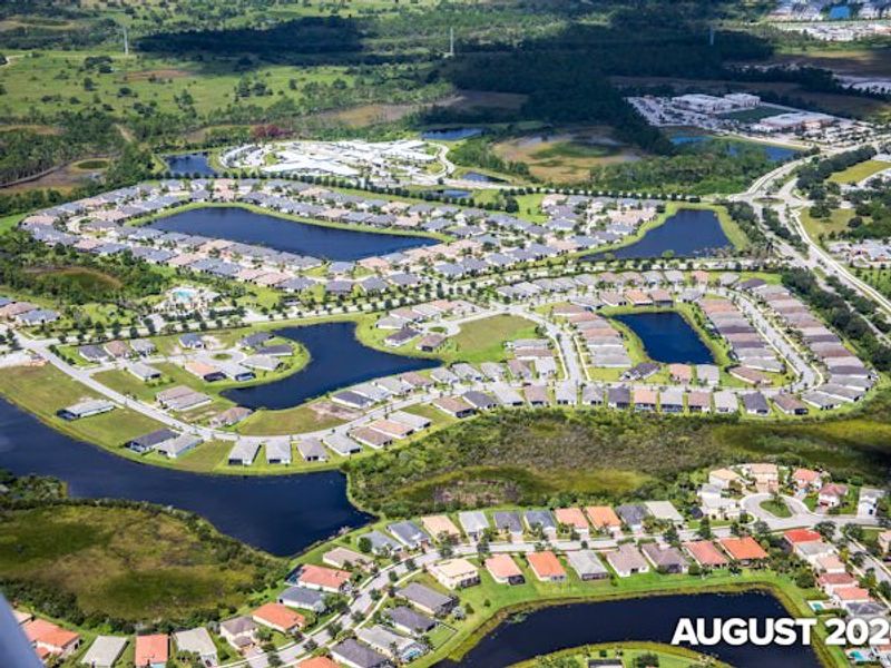 Aerial view of the Lake Park at Tradition community in Port St. Lucie, FL, showing layout and nearby surroundings (Image 14).
