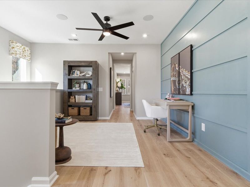 Furnished interior in a model home at Ellis Townes in Charlotte (Image 27).