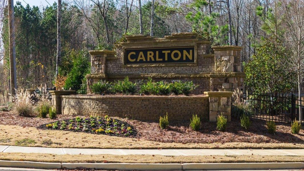 Entrance to the Carlton community in Douglasville, GA, featuring signage and landscaping (Image 6).