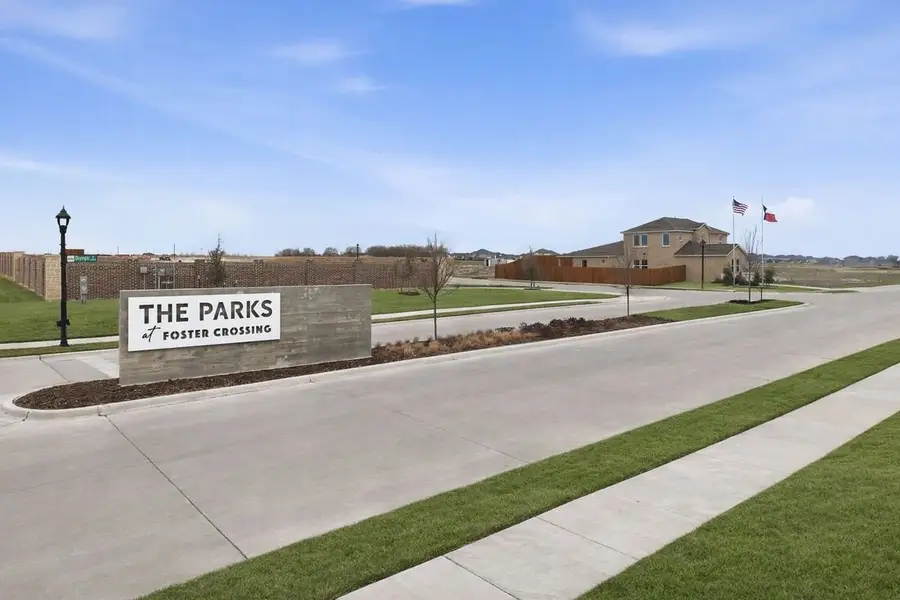 Entrance to the Parks at Foster Crossing community in Anna, TX, featuring signage and landscaping (Image 2).