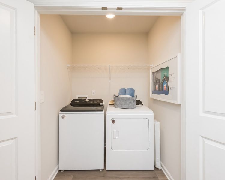 Every home comes complete with a washer and dryer.