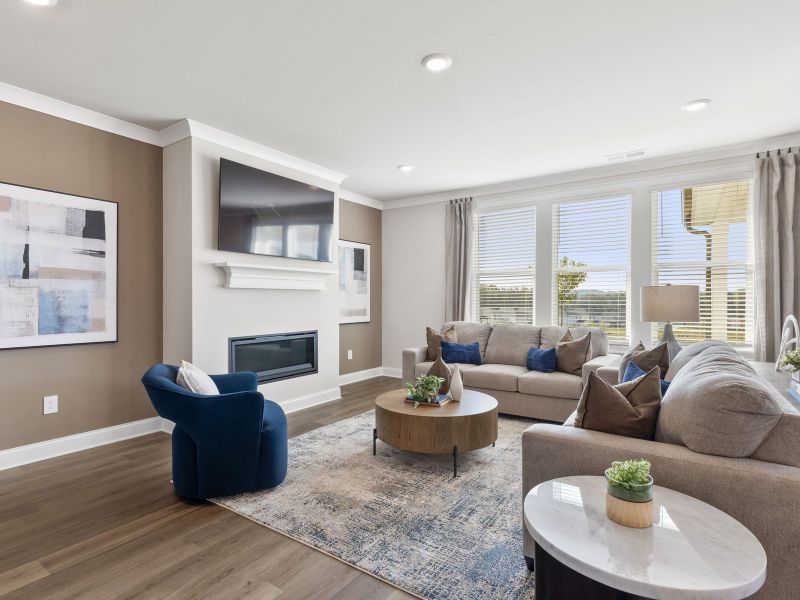 Relax by the fireplace and enjoy a movie night in the spacious great room.