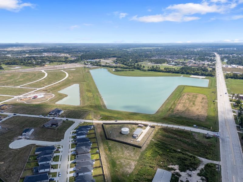 Aerial view of the Crosby Farms community in Crosby, TX, showing layout and nearby surroundings (Image 1).
