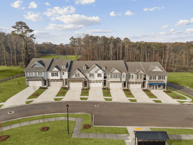 Aerial view of the Porter Reserve community in Decatur, GA, showing layout and nearby surroundings (Image 1). Aerial view of the Porter Reserve community in Decatur, GA, showing layout and nearby surroundings (Image 1).