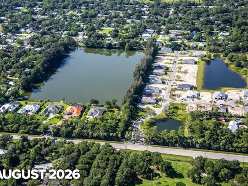 Aerial view of the Raven's Landing community in Vero Beach, FL, showing layout and nearby surroundings (Image 14). Aerial view of the Raven's Landing community in Vero Beach, FL, showing layout and nearby surroundings (Image 14).