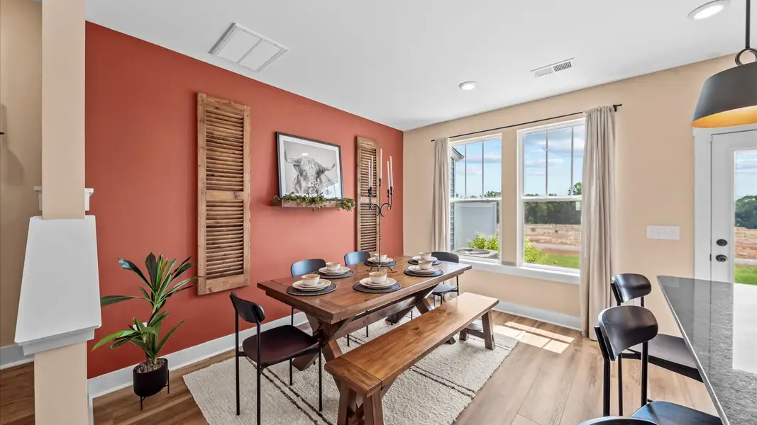 Furnished interior in a model home at Clarke Townes in Anderson (Image 1). Furnished interior in a model home at Clarke Townes in Anderson (Image 1).