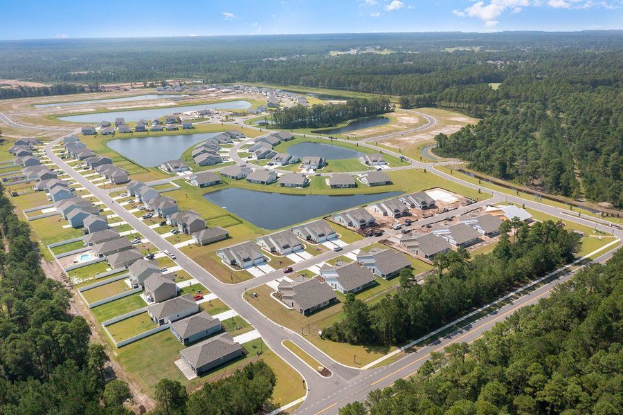 Aerial view of the Ridgefield community in Conway, SC, showing layout and nearby surroundings (Image 1).