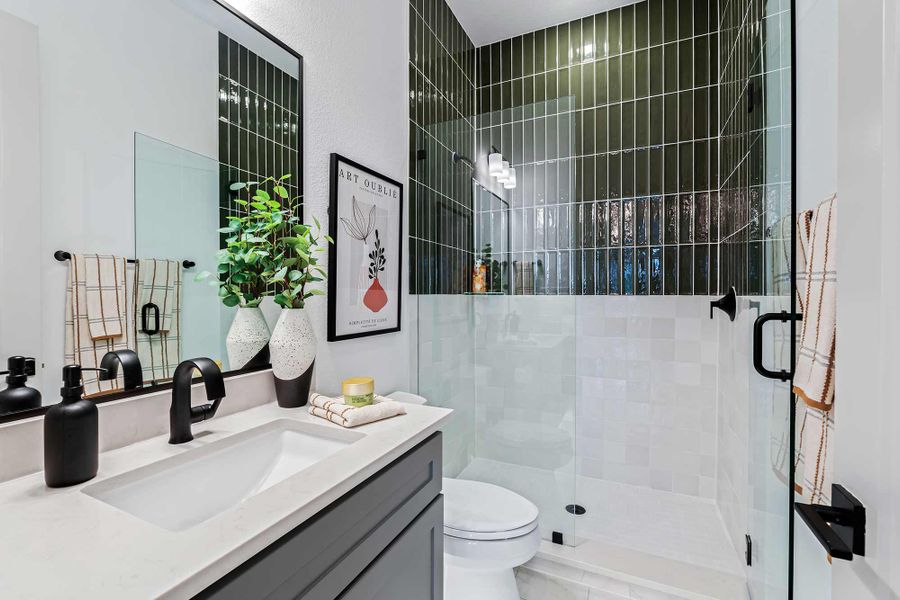 Furnished interior in a model home at Kissing Tree – Spruce Series in San Marcos (Image 40).