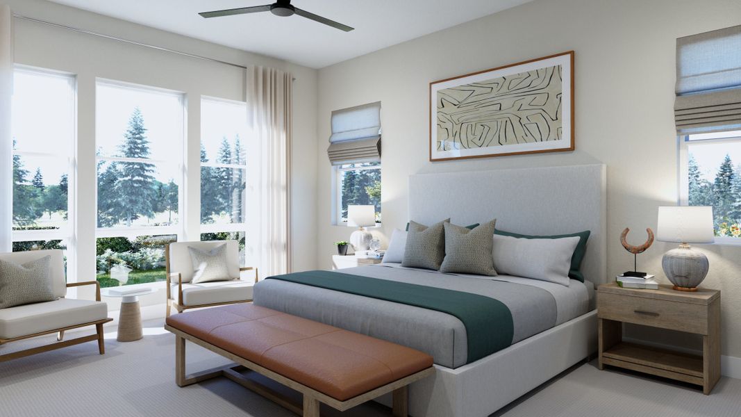 Furnished interior in a model home at The Fairways at RainDance in Windsor (Image 25).