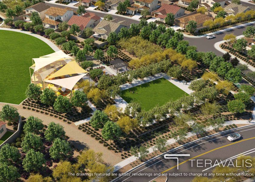 Aerial view of a building complex.
