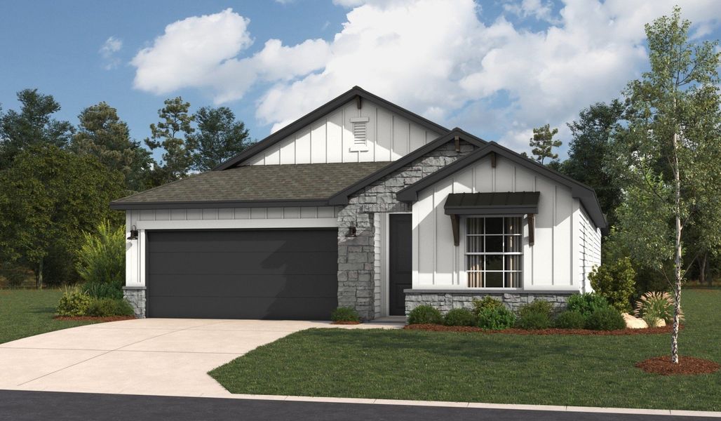 Front exterior of a home in the Hunters Ranch community, located in San Antonio, TX (Image 15).