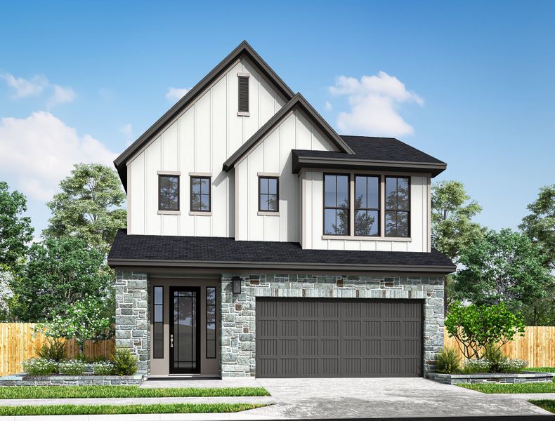 Front exterior of a home in the Harvest Green 75′ community, located in Richmond, TX (Image 4).