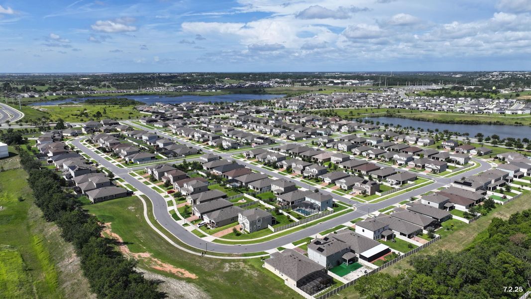 Aerial view of the Waterbrooke community in Clermont, FL, showing layout and nearby surroundings (Image 22). Aerial view of the Waterbrooke community in Clermont, FL, showing layout and nearby surroundings (Image 22).