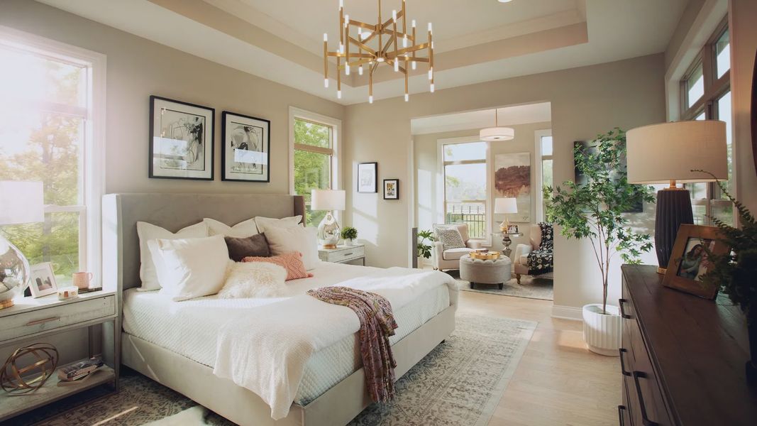 Furnished interior in a model home at The Courtyards at Hodges Farm in Charlotte (Image 21).