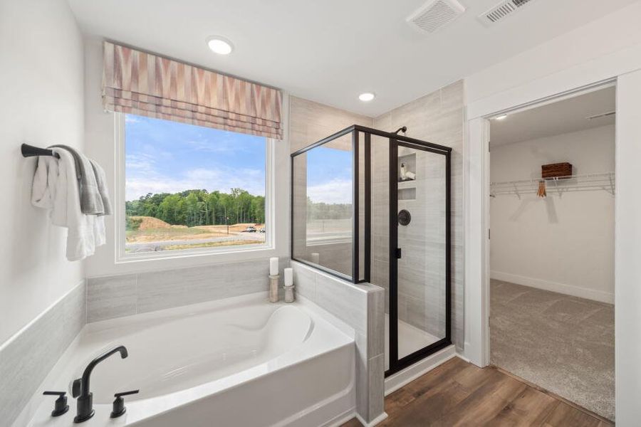 Furnished interior in a model home at Hayes Village in Greensboro (Image 18).