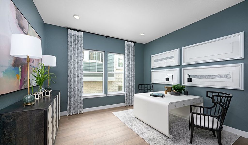 Furnished interior in a model home at Chateau at the Meadows in Castle Rock (Image 23).