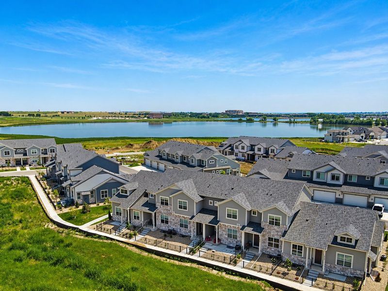 Aerial view of the The Lakes at Centerra community in Loveland, CO, showing layout and nearby surroundings (Image 10).