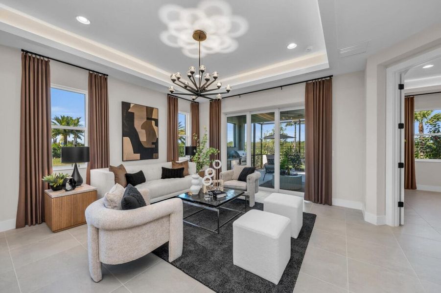 Furnished interior in a model home at Reflection Villas at Watercolor Place in Bradenton (Image 103).