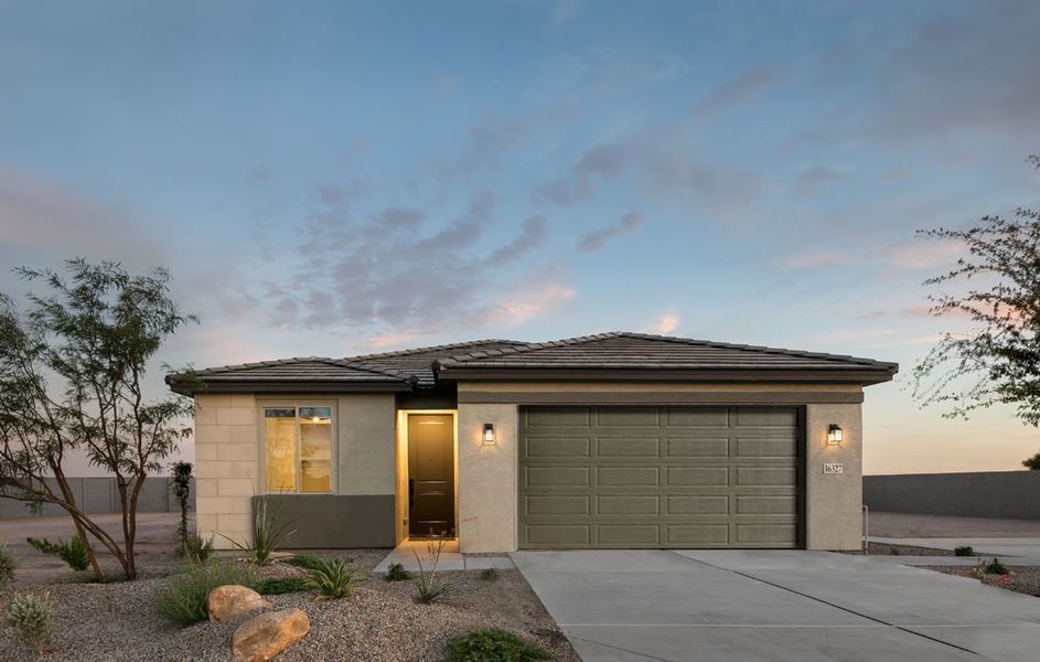 Front exterior of a home in the Alba at Amarillo Creek community, located in Maricopa, AZ (Image 3).