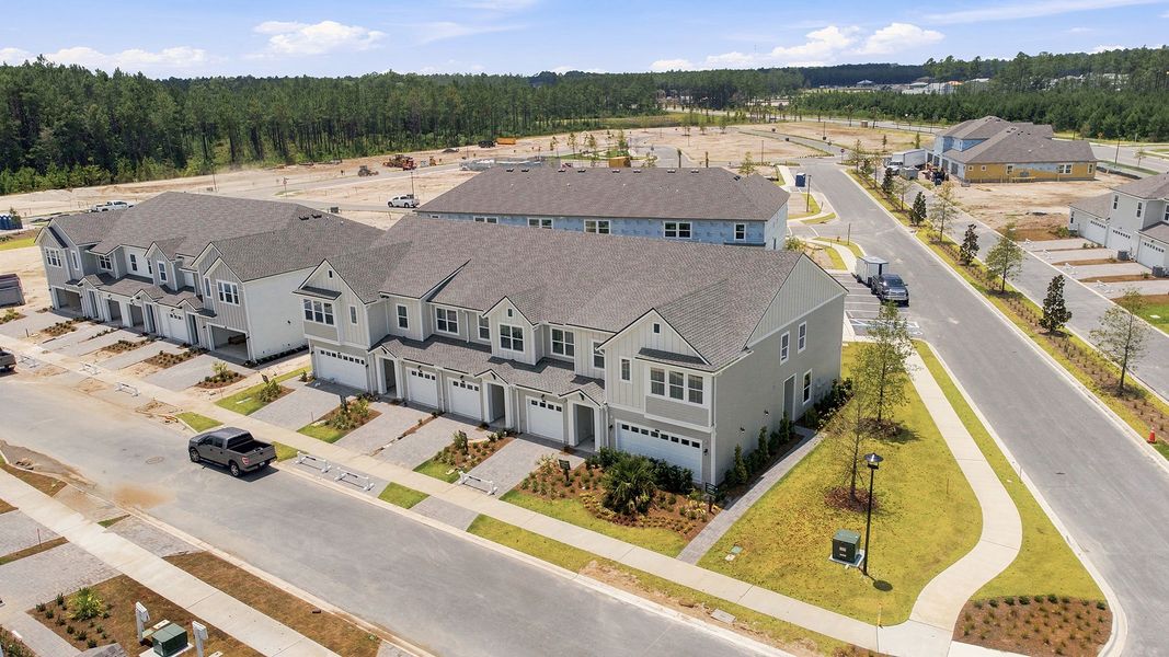 Aerial view of the Westerly Park at Wildlight – Overlook Collection community in Yulee, FL, showing layout and nearby surroundings (Image 6). Aerial view of the Westerly Park at Wildlight – Overlook Collection community in Yulee, FL, showing layout and nearby surroundings (Image 6).